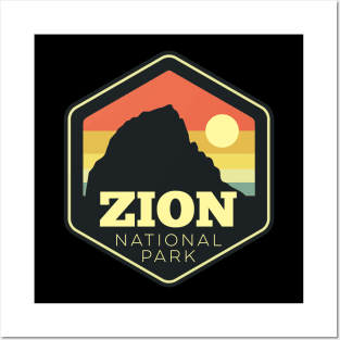 Zion National Park Southern Utah Vintage Sunset Hexagon Posters and Art